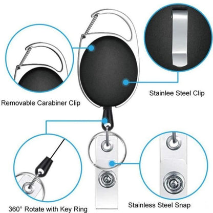 Retractable hoo(key) Keychain Holder and Waterproof Badge ID Card Holder-2