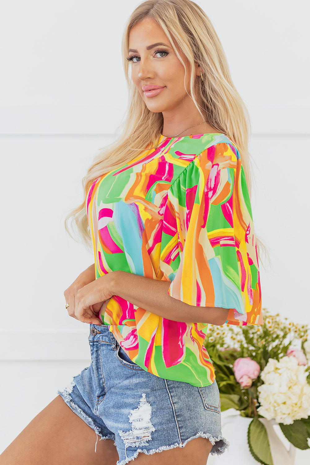Angel Abstract Half Sleeve Blouse-2
